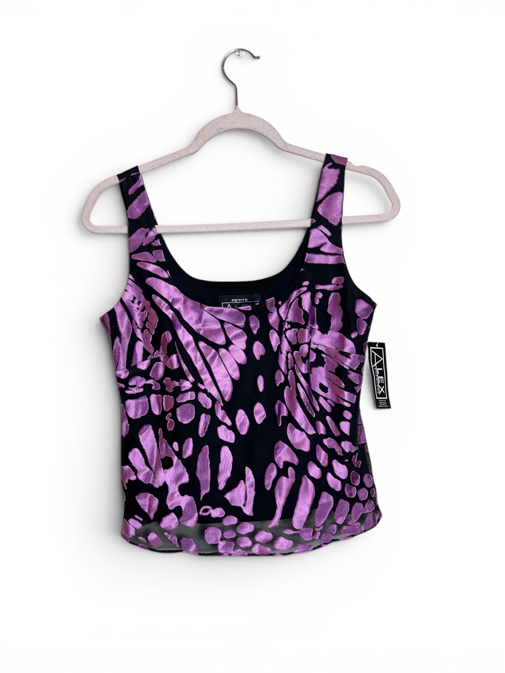 Vintage Alex Evenings Black with Purple Accents Petite Top